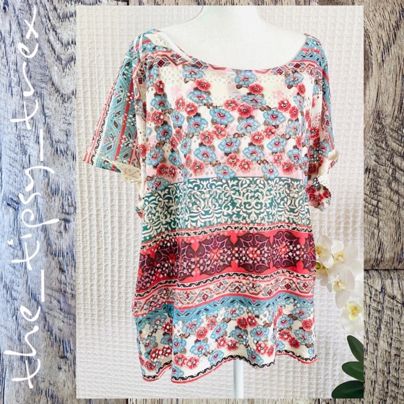 American Rag Tops - American Rag Mesh Printed Tee 3X